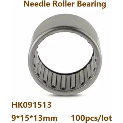 100pcs/lot HK091513 High quality 9×15×13mm Drawn Cup Type Needle Roller Bearing 9*15*13 mm