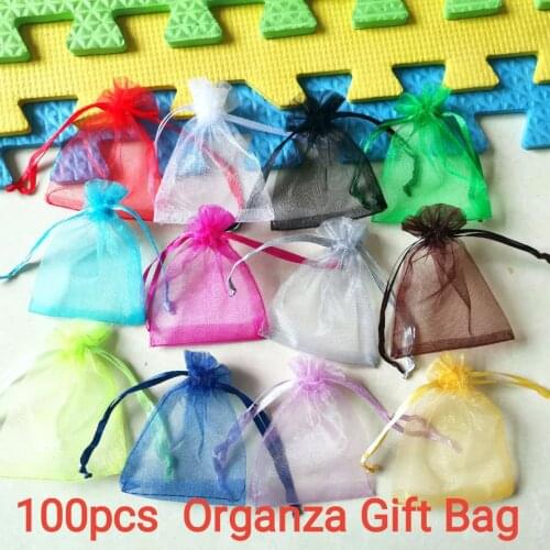 100pcs Organza Gift Bags Small Pouch Drawstring Bag jewelry Packaging Bag Christmas Candy Wedding Birthday Party Gift Pouches
