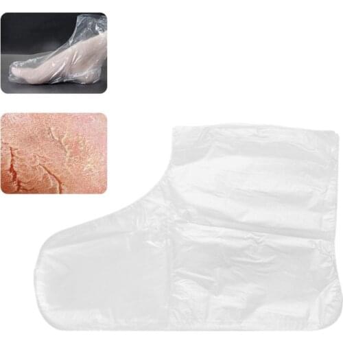 100Pcs Disposable Plastic Foot Cover Transparent Paraffin Bath Liner Bag Booties