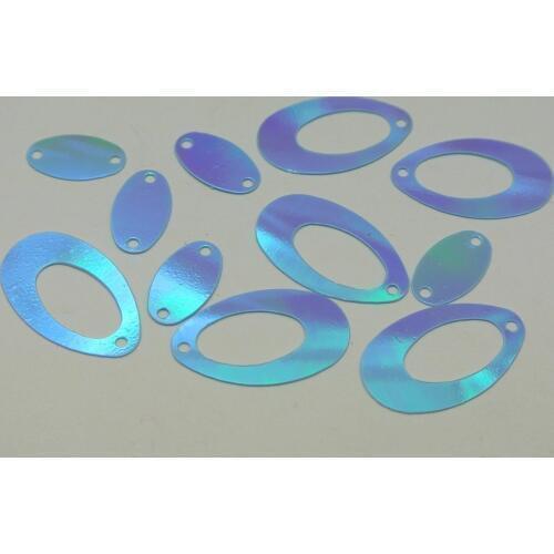 1000 Blue AB Flat Hollow Oval Loose sequins Paillettes 14X22mm Top Hole