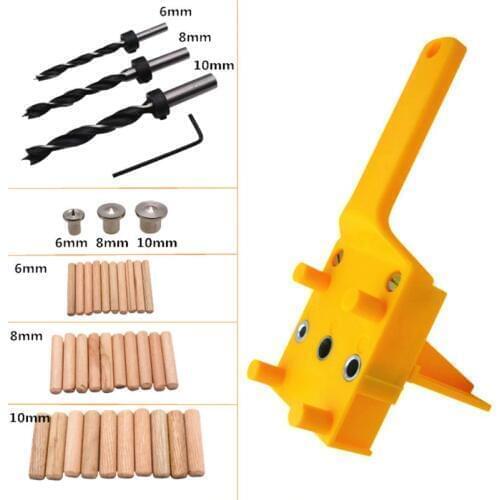41pcs/set Handheld Woodworking Dowel Jig Guide For 6 8 10mm Drill Bits Wood Drilling Straight Hole Doweling With Metal Sleeve