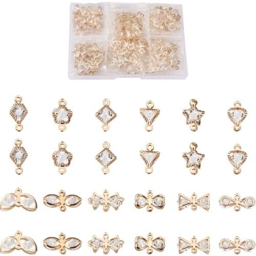 60pcs/Box Mix Shapes Alloy Crystal Rhinestone Links Connectors For jewelry making DIY Bracelet Dangle Earring Decor Accessories