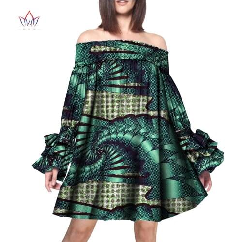 African Dresses for Women Print Ruffles Sleeve Long Dresses African Ankara Dresses Clothing Denim skirt