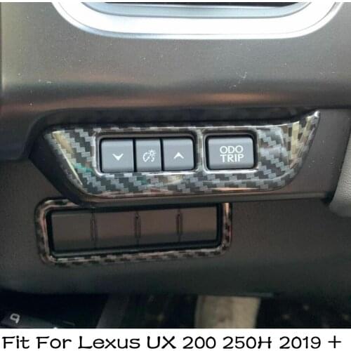 Accessories Interior Headlight Switches Buttons Frame Cover Trim ABS Fit For Lexus UX 200 250H 2019 2020 2021 Carbon Fiber
