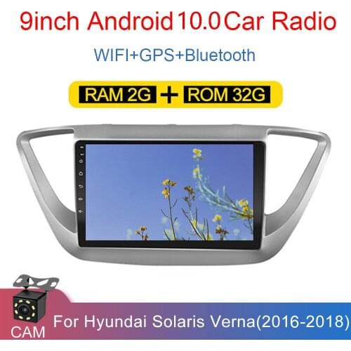 9“ 2G+32G Android 10.1 Car Radio Multimedia audioradio Player GPS Navigation For Hyundai Solaris 2 Verna 2016 2017 2018 2 din