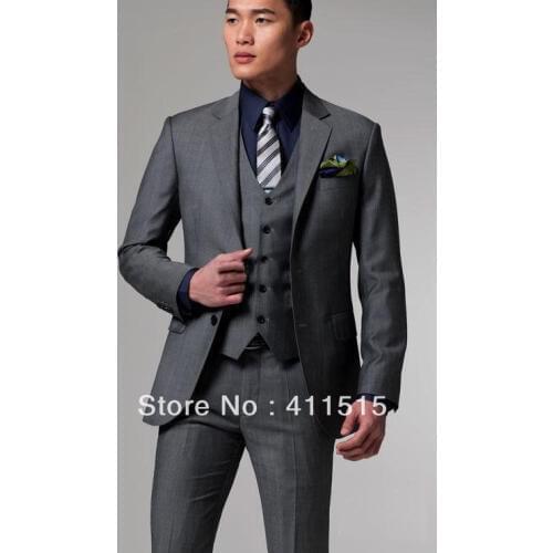 Free shipping/Design Men Suit/Custom made for tuxedo/wedding groom wear Slim Fit Men cheap for Dress Light Grey Suit Men Suits