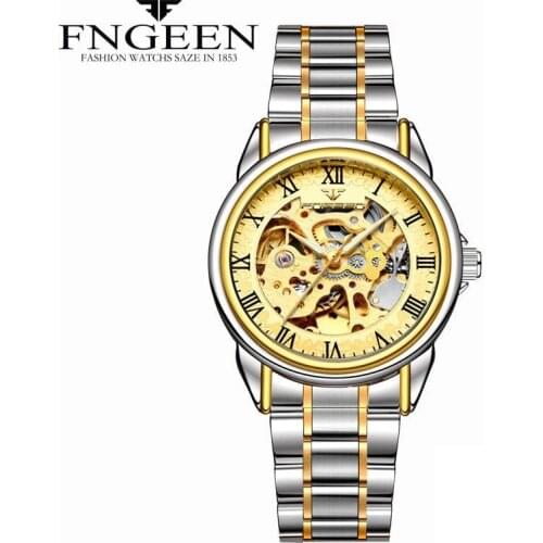 Couple Watches Automatic Mechanical Watch Men and Women Tourbillon Clock Gold Fashion Skeleton Watch Top Brand lovers Wristwatch