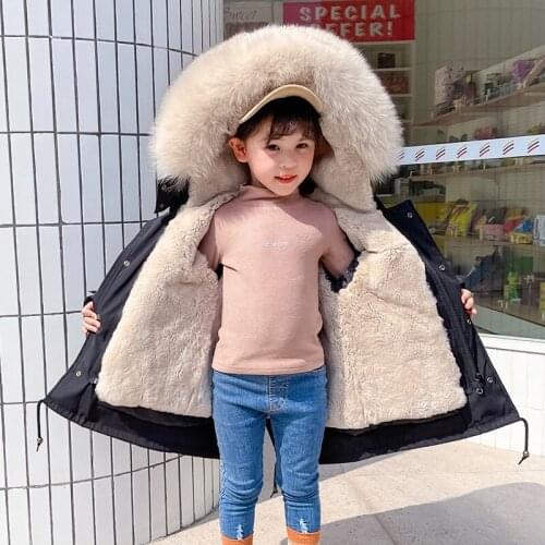Winter thick warm baby girl jackets long real fur boy coat thick windproof children windbreaker padded teenage kids snow clothes
