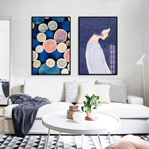 Girl And Fruit Poster Print Lemon Canvas Painting Picture Living Room Wall Art Graffiti Bedroom Home Modern Decoration Custom