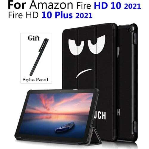 For Amazon Kindle Fire HD 10 / HD 10 Plus 2021 HD10 Tablet Case Custer Fold Folio Stand Bracket Flip Leathese Leather Shockproof