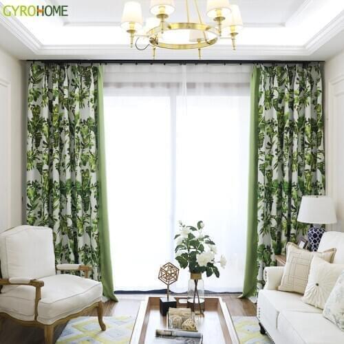 Modern Pattern Tropical Rainforest Printed Curtains Green Leaves for Living Room Window Drape Blackout Rate 85% GYC2324