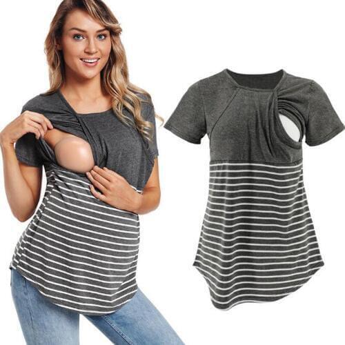 Patchwork Pregnancy Tops Striped Maternity Tees Maternity Clothes For Pregnant Women Top T-shirts Maternity Clothing 2019 Spring