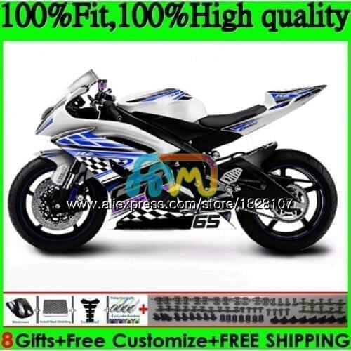 Injection OEM For YAMAHA Blue white hot YZF600 YZF R6 YZFR6 17 18 19 118BS.43 YZF 600 R 6 YZF-600 YZF-R6 2017 2018 2019 Fairings