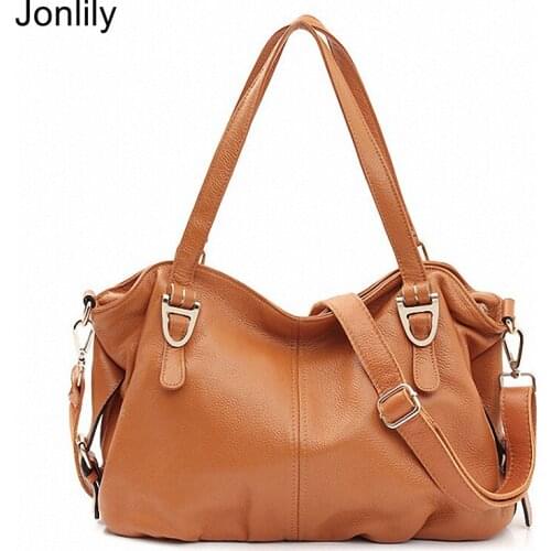 Jonlily Women Genuine Leather Shoulder Bag Female Elegant Handbag High Capacity Totes Casual Daybag Teens Purse -KG536