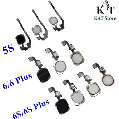 KAT 5PCS Home Button with Flex Cable for 5 5C 5S 5SE 6 6S Plus 4.7 5.5 Complete Assembly black/white/gold/rose Replacement Psrt