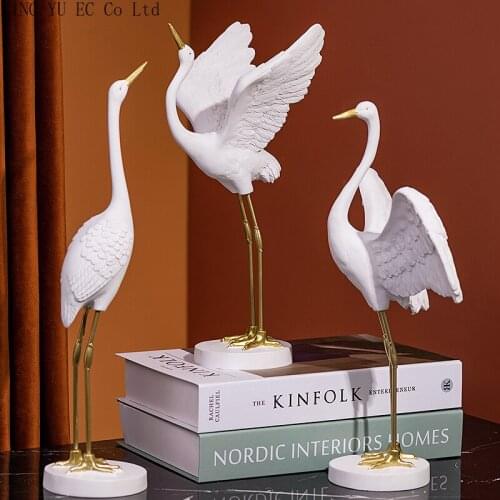Chinese Creative Cranes Ornaments Resin Animal Crafts Desktop Ornaments Living Room Decoration Accessories Holiday Gifts