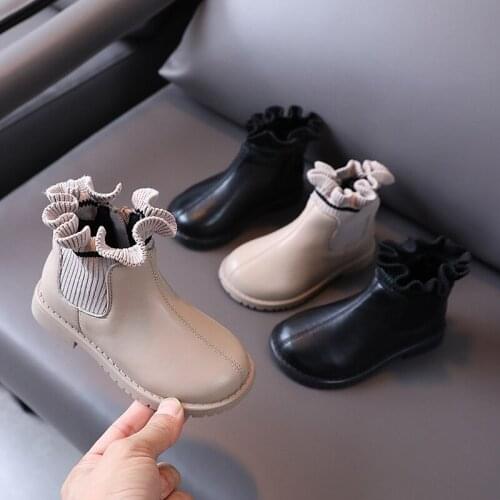 Autumn New Kids Chelsea Boots Baby Girls Ankle Boots Children Soft Brand Shoes Toddler Black Dress Shoes Fashion Weave Boots