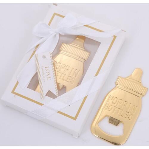 Baby Shower Wedding Favors Party Souvenirs Return Gifts Baby Bottle Shaped Bottle Opener with Gift Box LX8372