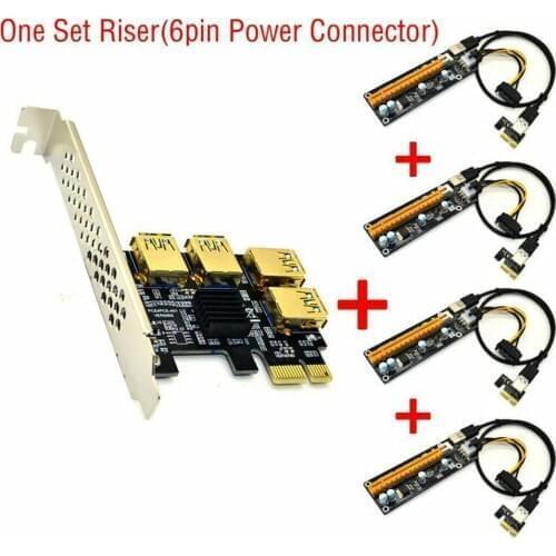 PCIE 1 to 4 PCI Express USB 3.0 Riser Card 1x to 16x PCIe Port Multiplier Adapter Card for BTC Bitcoin Miner Mining