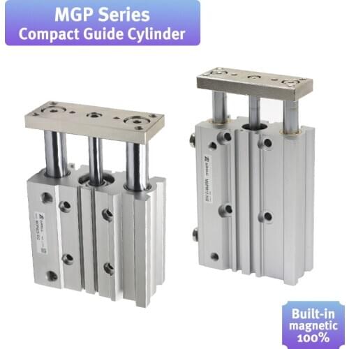 MGPA MGPA20 MGPA25 Compact guide cylinder air pneumatic cylinder with guide rod stroke 20-200mm MGPA20-50 MGPA25-100Z -150Z MGP