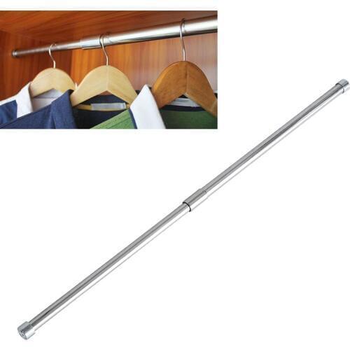 Adjustable Clothes Hanging Rod Stainless Steel Clothes Hanging Rod Pole Post Shelf Closet Hanger Organizer Garment Storage Bar