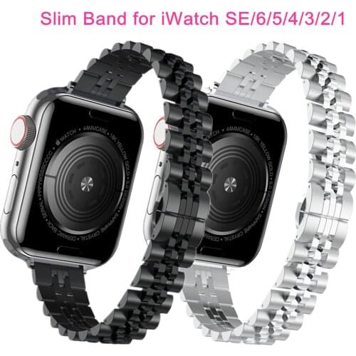 Women Strap for Apple Watch Band 40mm 44mm 38mm 42mm Metal Slim Stainless Steel Wristband for iWatch SE/6/5/4/3/2/1 Bracelet