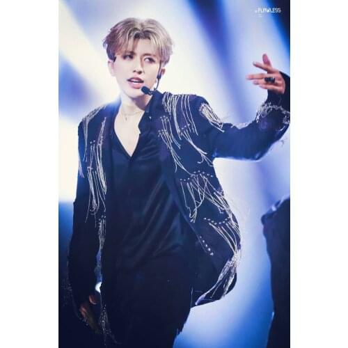 Luxurious black dress Cai Xukun same male singer stage performance costume nightclub bar male guest magician dance costume homme
