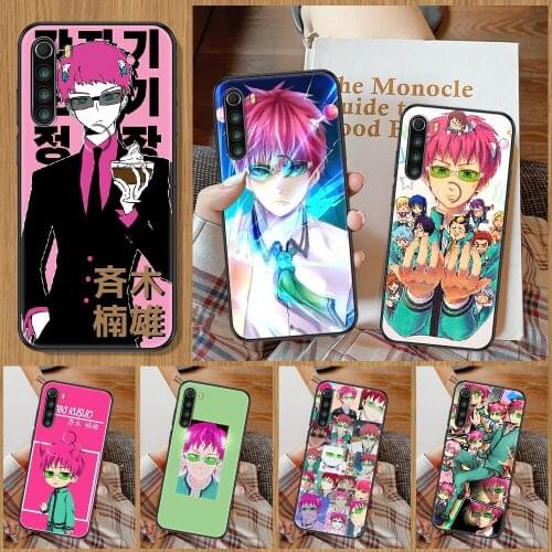 Saiki K Saiki Kusuo Phone Case For Xiaomi Redmi Note 7 8 9 10 7A 8T 9A 9T 9S 10S Pro black 3D back fashion cell cover pretty