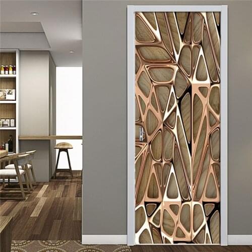 DIY Self-adhesive Sticker Door Geometric Lines Stickers on Doors Decorating Waterproof Wallpaper Home Design Decals deursticker