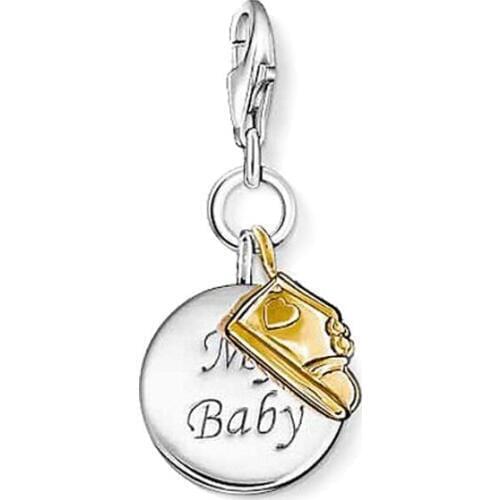 Silver My Baby Round Disc & Gold Color Boot Charms Pendants Fit Bracelet Necklace Bag, Trendy Shoes Charm Jewelry Gift For Women