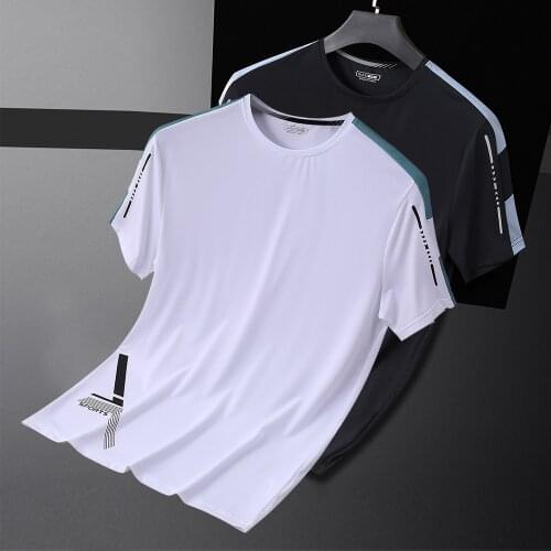Sport Running Shirts New Breathable Elasticity Fitness Quick Drying Short Sleeves Fashion Training Muscle Shirts Men Casual 3XL