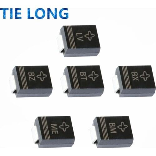 50Pcs SMD TVS Diode SMBJ5.0A SMBJ6.0A SMBJ6.5A SMBJ6.8A SMBJ7.0A SMBJ7.5A SMBJ8.0A SMBJ8.5A SMBJ10A SMBJ11A 600W 5V-440V SMB