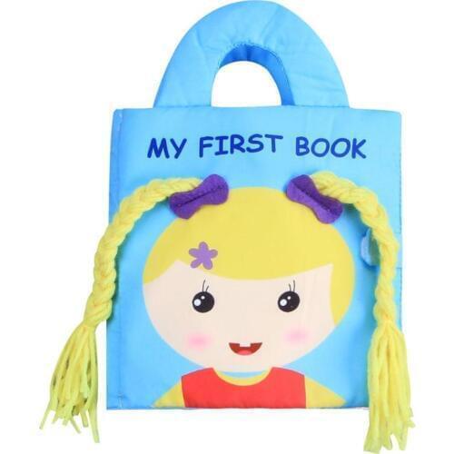 Cartoon Girl 3D Infant Cloth Book Early Cognitive Development Quiet Books Safe Tie braids Press Buttons Educational Cloth Book