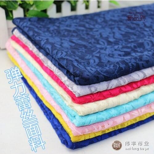 High Quality Elastic Camelias Lace Fabric Clothes Accessories Basic Shirt Skirt Cloth Width 150cm 1meter