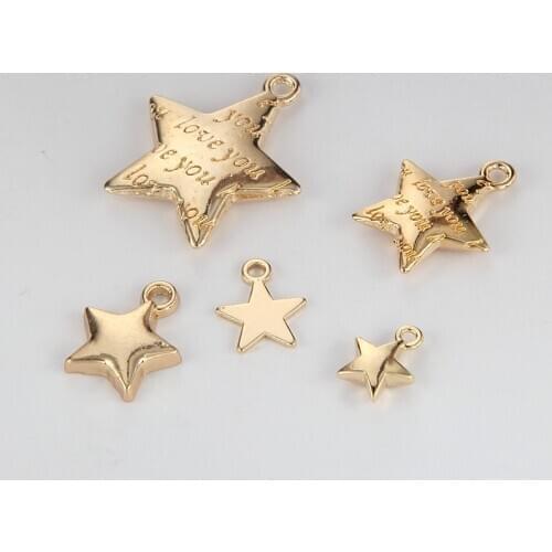 10pcs Gold Star Charms Exqusite Necklace Pendants Accessories for DIY Jewelry Making Earring Anklet Bracelets Findings Supplier