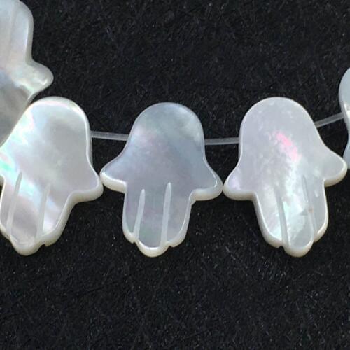 12x16mm MOP White Shell Beads Carved Hamasa hand Hamsa Palm Drilled Charms DIY Stuffs 20 pieces/lot
