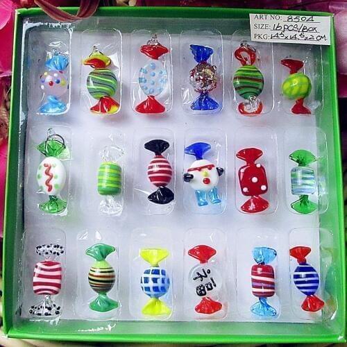 18ps Custom antique murano glass candy ornaments candy bar decoration pendant hand blown glass sweets wedding party decoration
