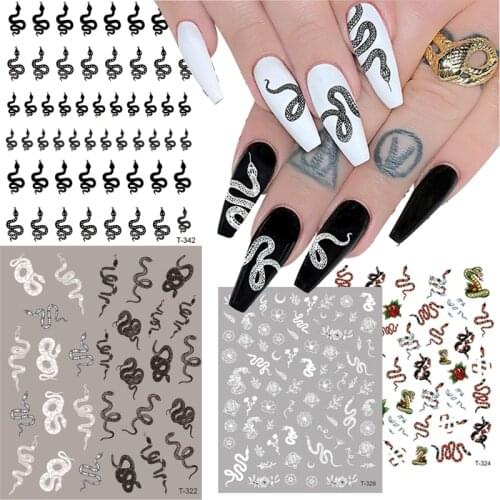 3D Nail Stickers Snake Dragons Design Adhesive Water Transfer Stickers DIY Nail Art Decoration Manicure Salon Acrylic Tips Tool