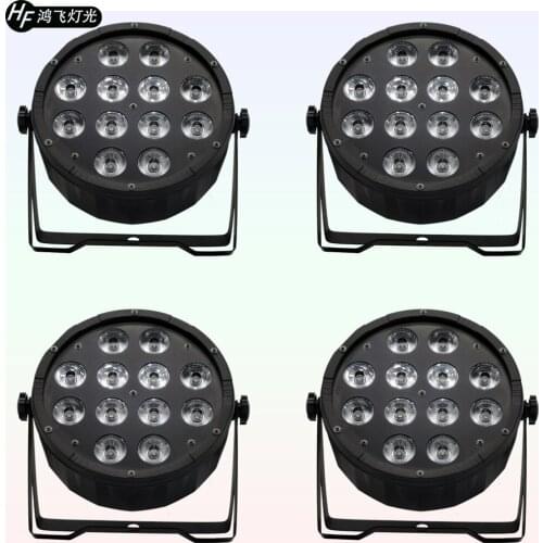 4 pieces / 12x12w led par light rgbw 4in1 led flat par light DMX stage dj dyeing lights
