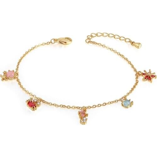 Aide Silver Plating Bracelet Summer Animal Starfish Octopus Crystal CZ For Women Charm Luxury Fashion Jewelry Chain Party Gifts