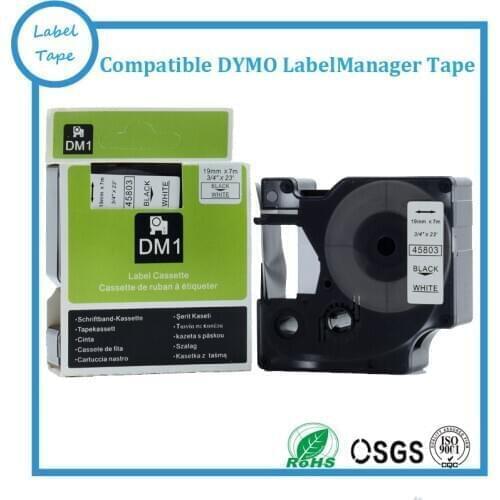 Free shipping DYMO 45803 Compatible D1 label tape 19mm black on white dymo label machine tape labelmanager 45803
