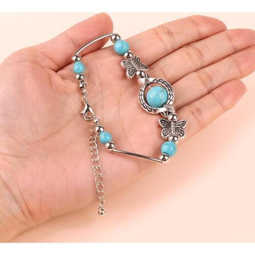 1 pc Boho Vintage Turquoises Butterfly Bracelets For Women Charm Bracelet Fashion Personality Jewelry Gift