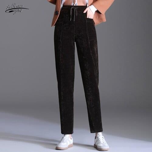 2021 Autumn and Winter New Fashion Pants for Women Plus Size Harem Pants Slim Casual Pants Velvet Trousers Pencil Pants 16446