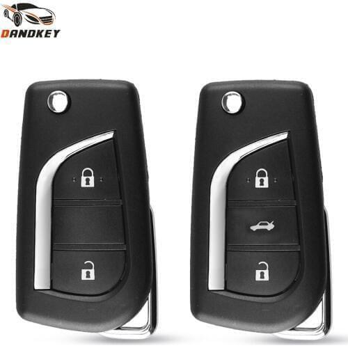 Dandkey Car 2/3 Button Flip Remote Key Shell For Toyota Levin Camry Reiz Highlander Corolla 2014 Key Case Toy48 Toy43 Blade