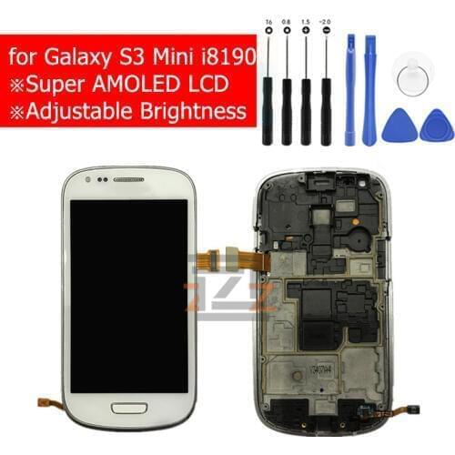 For Samsung Galaxy S3 Mini LCD Display with Frame Screen Touch Digitizer Assembly LCD I8190 i8190N i8195 i8200 Replacement Parts