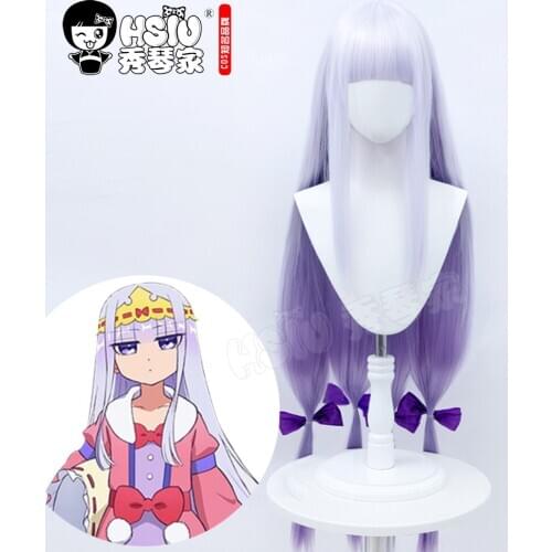 HSIU Sleepy Princess in the Demon Castle Princess Cosplay Syalis Wig Purple gradient long hair Free hair accessories+wig cap