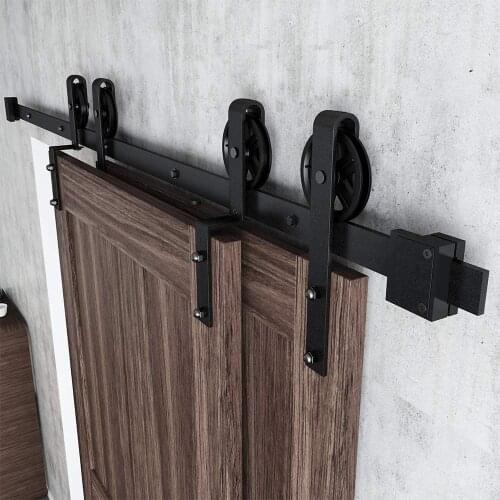 JACHOR 1200-4870mm Bypass Sliding Barn Door Hardware Kit большой спицевой ролик скользящая дверь Аксессуары для оборудования