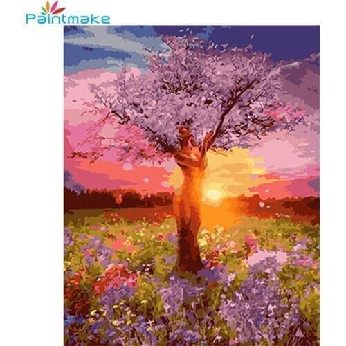 Paintmake Abstract Tree DIY Paint By Numbers Oil Hand Painted On Canvas Home decoration Painting Wall Art Picture Kids