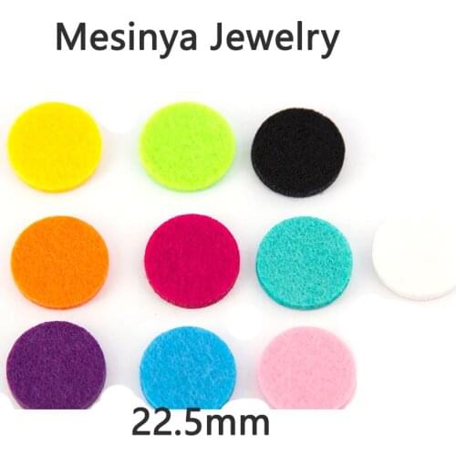 10 Colors round 22.5mm replacement felt pads for Essential Oils Diffuser pendant Lockets Perfume Aroma Locket refill pad
