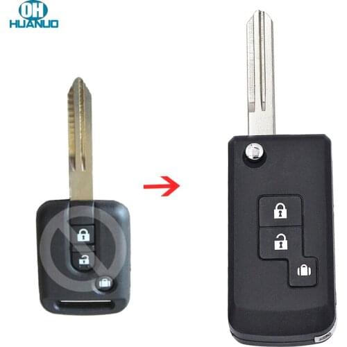 Modified flip 3 Button Remote Key shell Case Blank Fob For NISSAN MICRA 350Z PATHFINDER NAVARA